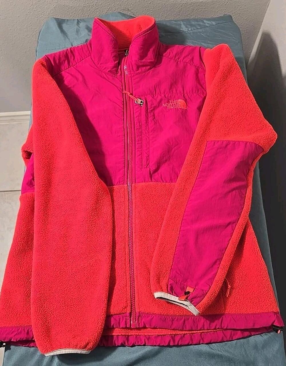 The North Face Women's M Polartec Fleece Jacket Pink Orange Full Zip Colorblock